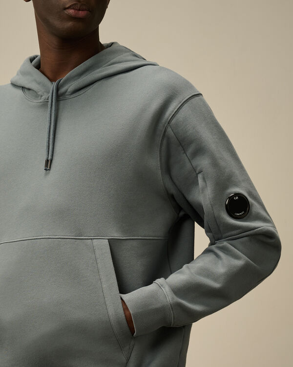 C.p. Company Diagonal Raised Fleece Hooded Sweatshirt STORMY WEATHER - BLUE