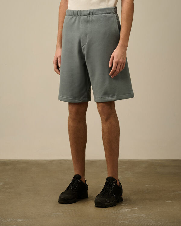 C.p. Company Diagonal Raised Fleece Logo Shorts STORMY WEATHER - BLUE