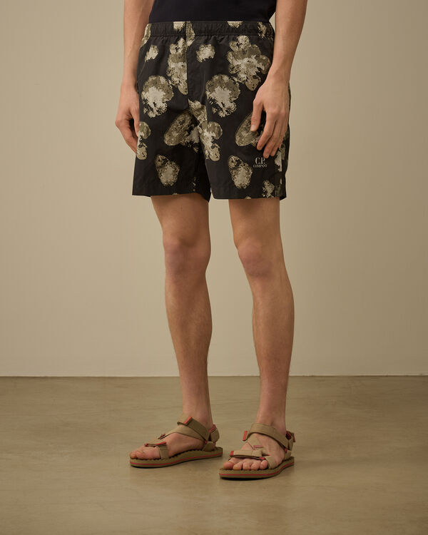 C.p. Company Flatt Nylon Flower Printed Swim Shorts BLACK