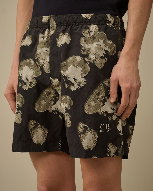 C.p. Company Flatt Nylon Flower Printed Swim Shorts BLACK