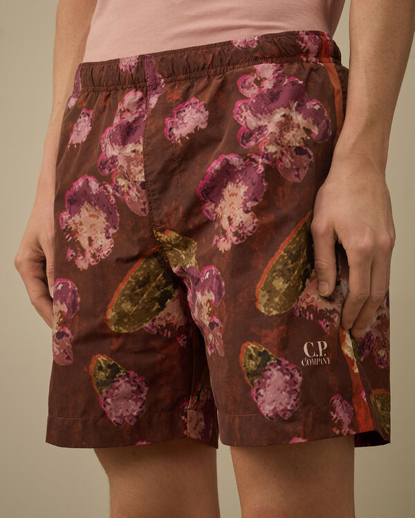 C.p. Company Flatt Nylon Flower Printed Swim Shorts SABLE - BROWN