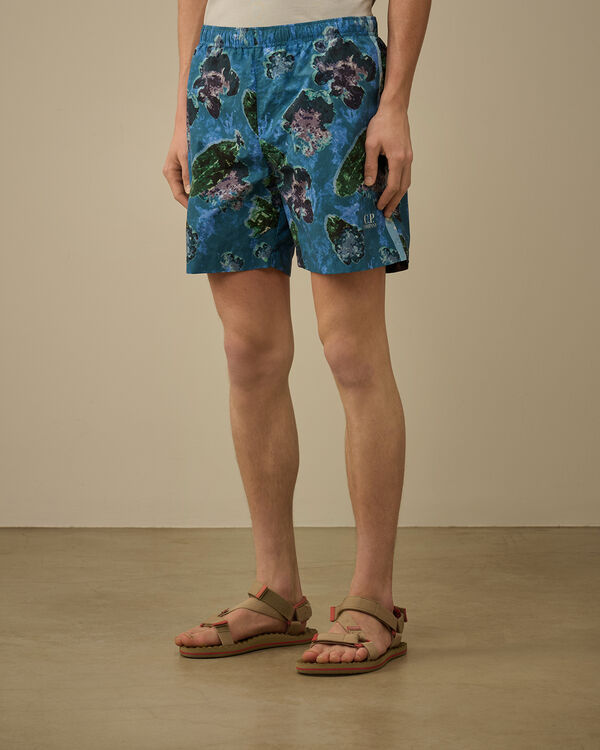 C.p. Company Flatt Nylon Flower Printed Swim Shorts SURF BLUE