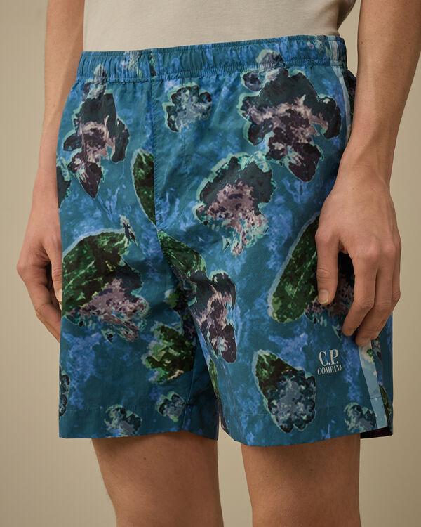 C.p. Company Flatt Nylon Flower Printed Swim Shorts SURF BLUE