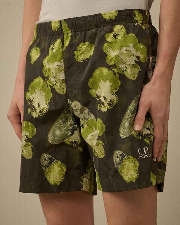 C.p. Company Flatt Nylon Flower Printed Swim Shorts THYME - GREEN
