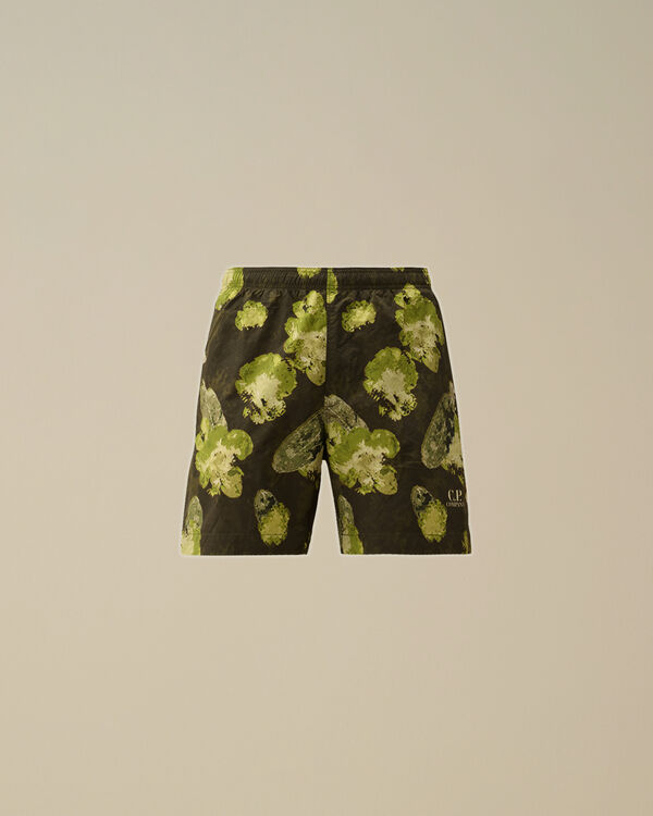 c.p. company Flatt Nylon Flower Printed Swim Shorts THYME - GREEN