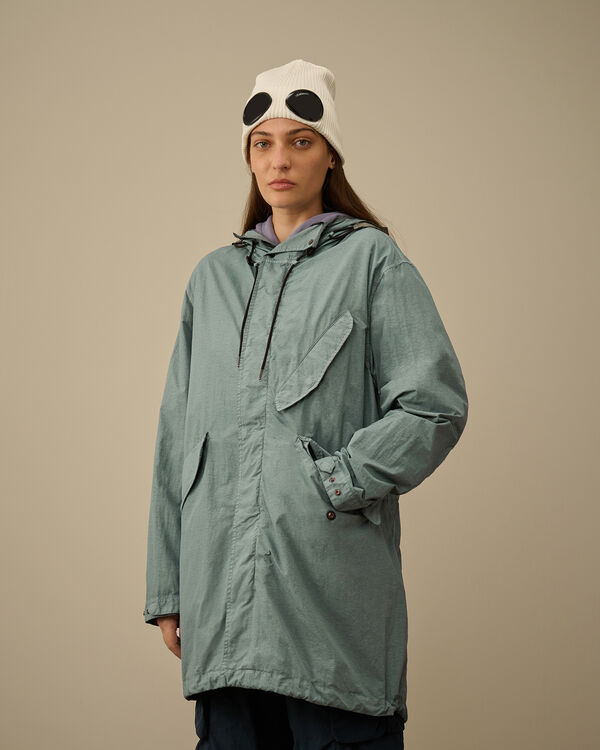 C.p. Company Flatt Nylon Goggle Fishtail Parka STORMY WEATHER - BLUE