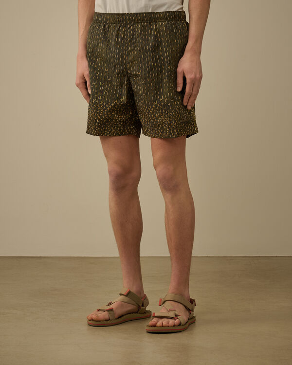 C.p. Company Flatt Nylon Sashiko Printed Swim Shorts IVY GREEN