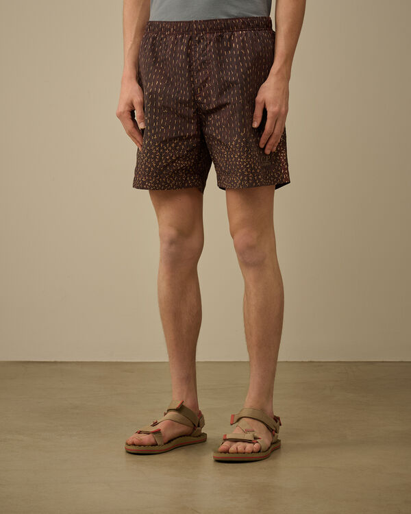 C.p. Company Flatt Nylon Sashiko Printed Swim Shorts SABLE - BROWN