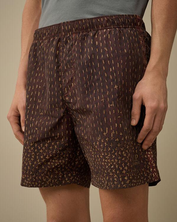C.p. Company Flatt Nylon Sashiko Printed Swim Shorts SABLE - BROWN