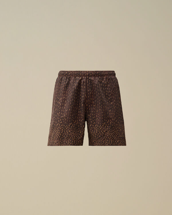 c.p. company Flatt Nylon Sashiko Printed Swim Shorts SABLE - BROWN