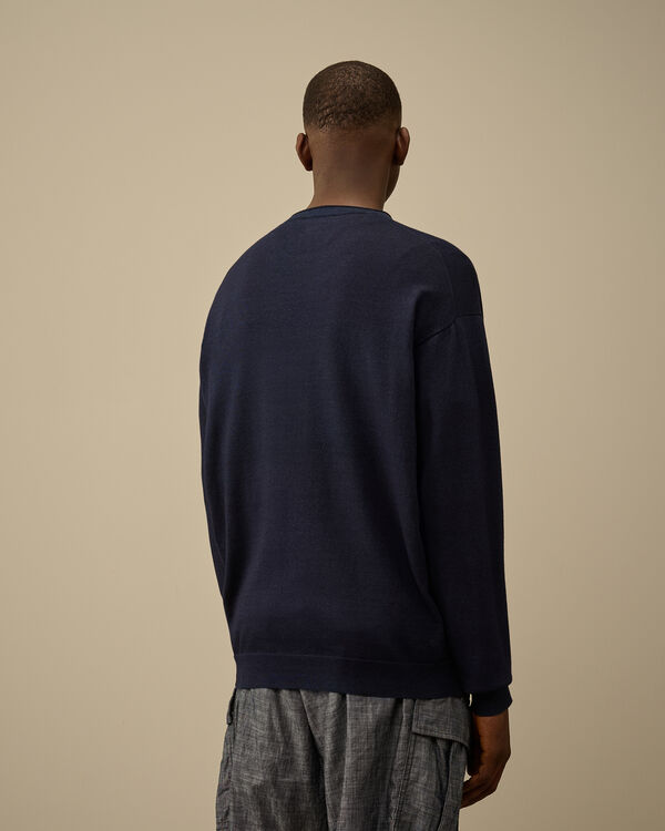 C.p. Company Indigo Cotton Vanisè Crewneck Knit MOOD INDIGO - BLUE