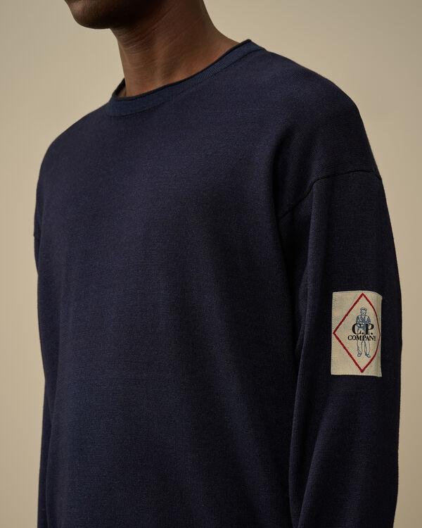 C.p. Company Indigo Cotton Vanisè Crewneck Knit MOOD INDIGO - BLUE