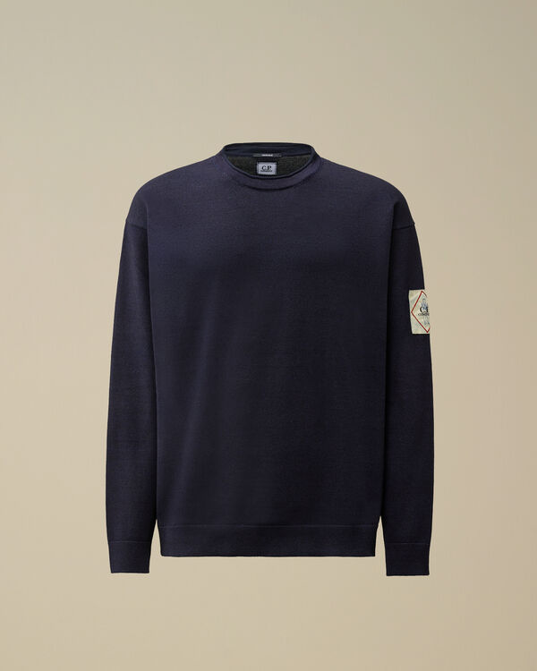 c.p. company Indigo Cotton Vanisè Crewneck Knit MOOD INDIGO - BLUE