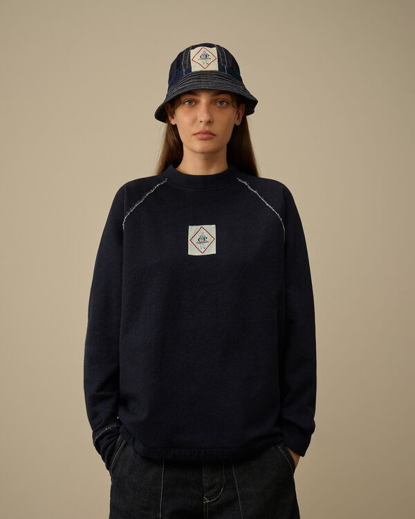 C.p. Company Indigo Fleece Vanisé Logo Sweatshirt DENIM - BLUE