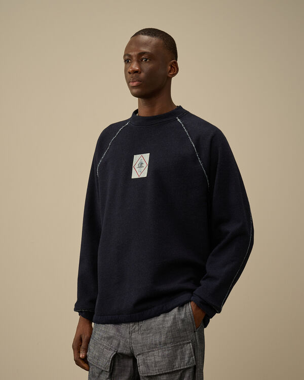 C.p. Company Indigo Fleece Vanisé Logo Sweatshirt DENIM - BLUE