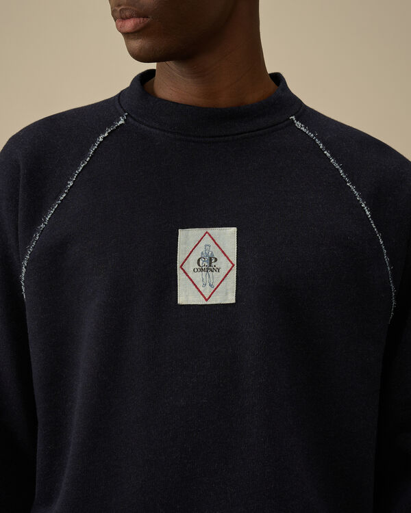 C.p. Company Indigo Fleece Vanisé Logo Sweatshirt DENIM - BLUE