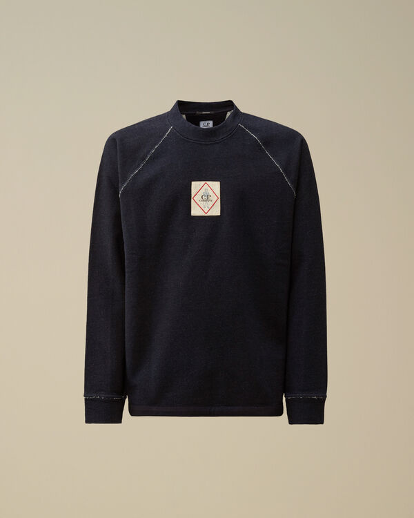 c.p. company Indigo Fleece Vanisé Logo Sweatshirt DENIM - BLUE