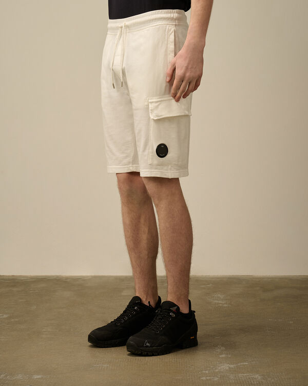 C.p. Company Light Fleece Cargo Lens Shorts GAUZE WHITE