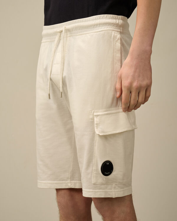 C.p. Company Light Fleece Cargo Lens Shorts GAUZE WHITE