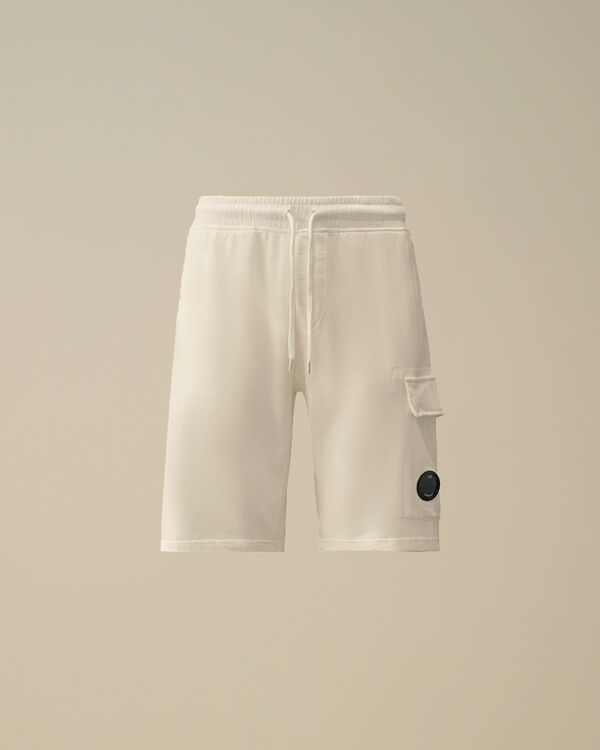 c.p. company Light Fleece Cargo Lens Shorts GAUZE WHITE