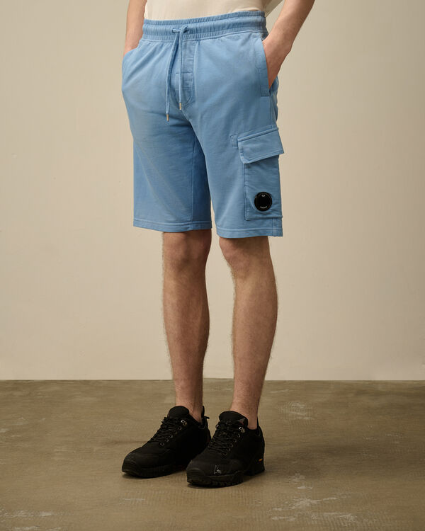 C.p. Company Light Fleece Cargo Lens Shorts PACIFIC COAST - LIGHT-BLUE