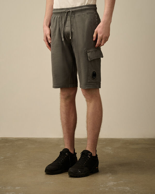 C.p. Company Light Fleece Cargo Lens Shorts SMOKED PEARL - GREY