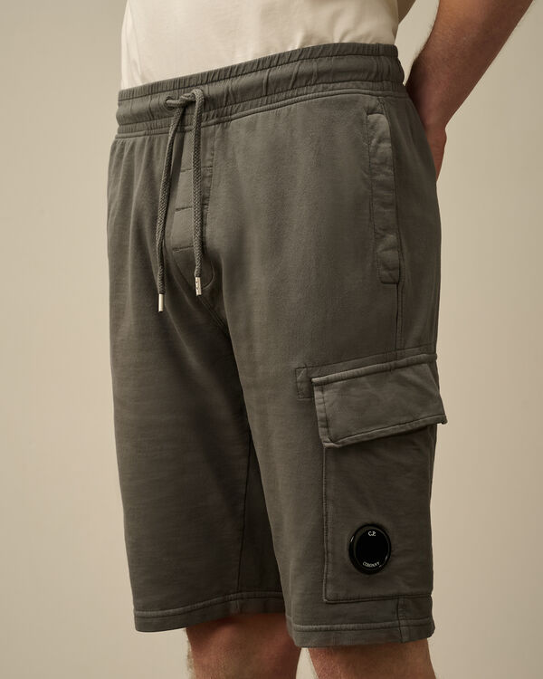 C.p. Company Light Fleece Cargo Lens Shorts SMOKED PEARL - GREY