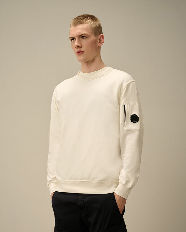 C.p. Company Light Fleece Crewneck Lens Sweatshirt GAUZE WHITE