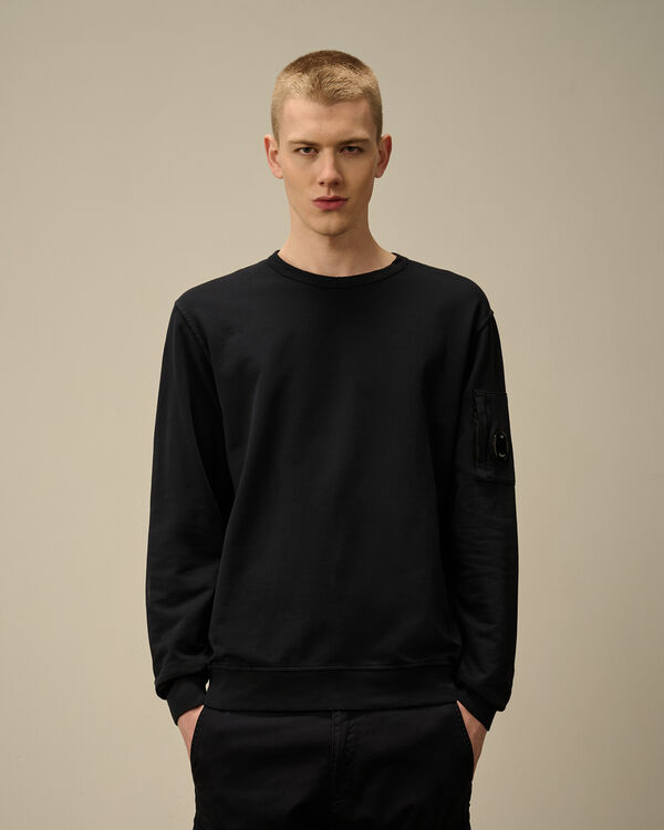 C.p. Company Light Fleece Crewneck Lens Sweatshirt TOTAL ECLIPSE - BLUE