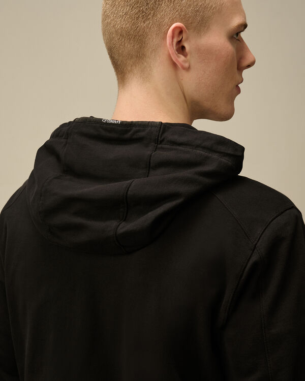 C.p. Company Light Fleece Full Zip Hooded Sweatshirt BLACK