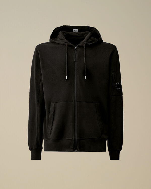 c.p. company Light Fleece Full Zip Hooded Sweatshirt BLACK