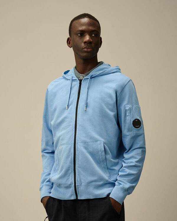 C.p. Company Light Fleece Full Zip Hooded Sweatshirt PACIFIC COAST - LIGHT-BLUE