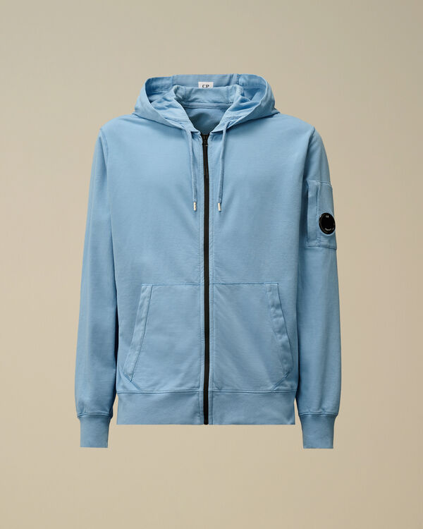 c.p. company Light Fleece Full Zip Hooded Sweatshirt PACIFIC COAST - LIGHT-BLUE