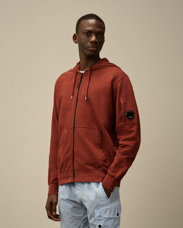 C.p. Company Light Fleece Full Zip Hooded Sweatshirt SABLE - BROWN