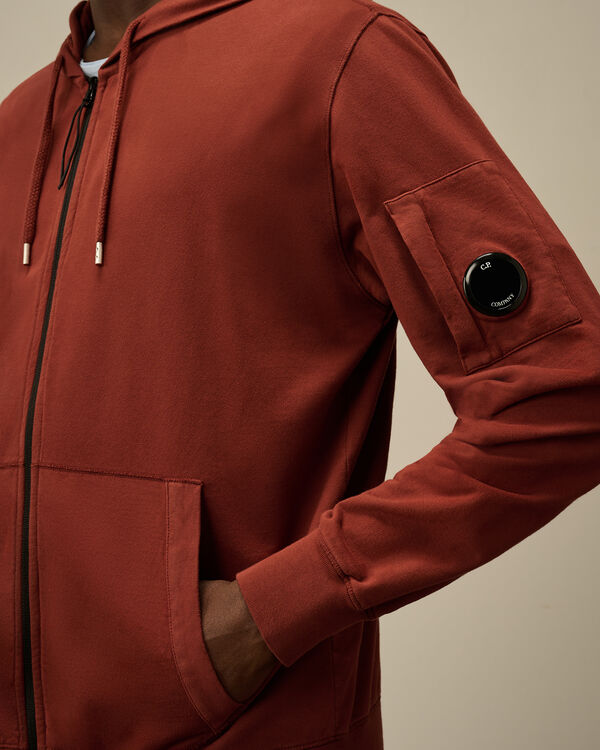 C.p. Company Light Fleece Full Zip Hooded Sweatshirt SABLE - BROWN