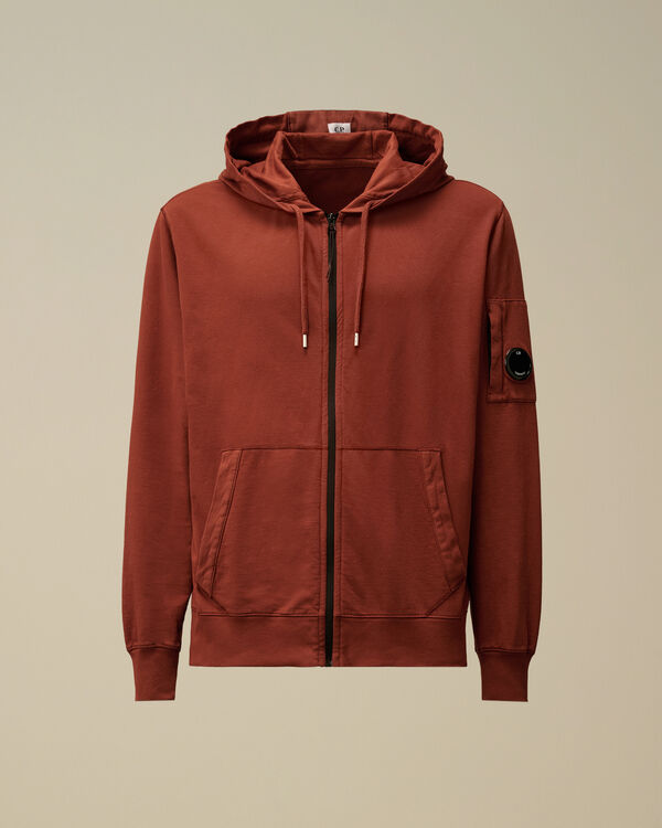 c.p. company Light Fleece Full Zip Hooded Sweatshirt SABLE - BROWN