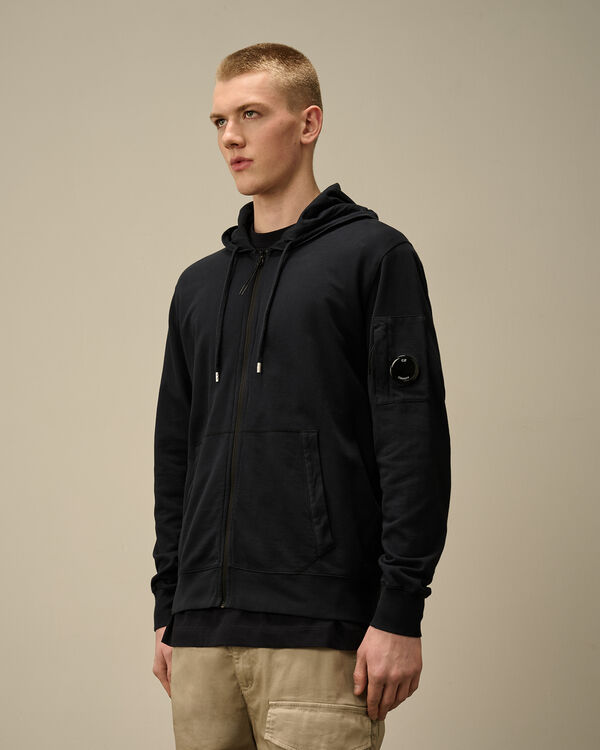 C.p. Company Light Fleece Full Zip Hooded Sweatshirt TOTAL ECLIPSE - BLUE