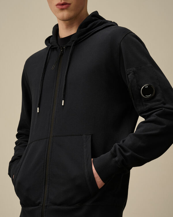 C.p. Company Light Fleece Full Zip Hooded Sweatshirt TOTAL ECLIPSE - BLUE