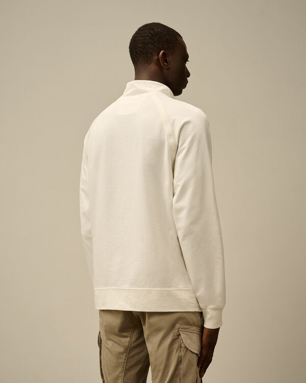 C.p. Company Light Fleece Half Zip Logo Sweatshirt GAUZE WHITE