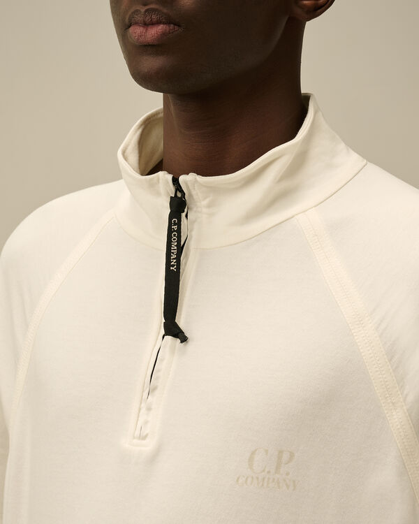 C.p. Company Light Fleece Half Zip Logo Sweatshirt GAUZE WHITE
