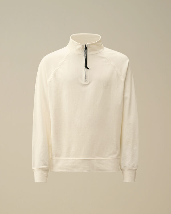 c.p. company Light Fleece Half Zip Logo Sweatshirt GAUZE WHITE c.p. company Light Fleece Half Zip Logo Sweatshirt GAUZE WHITE