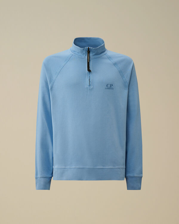 c.p. company Light Fleece Half Zip Logo Sweatshirt PACIFIC COAST - LIGHT-BLUE