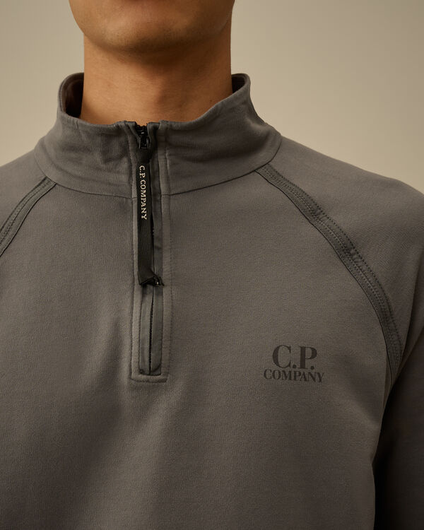 C.p. Company Light Fleece Half Zip Logo Sweatshirt SMOKED PEARL - GREY