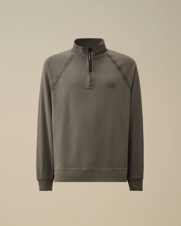 c.p. company Light Fleece Half Zip Logo Sweatshirt SMOKED PEARL - GREY