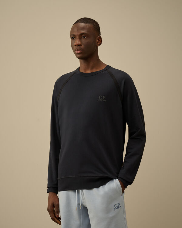 C.p. Company Light Fleece Logo Crewneck Sweatshirt TOTAL ECLIPSE - BLUE