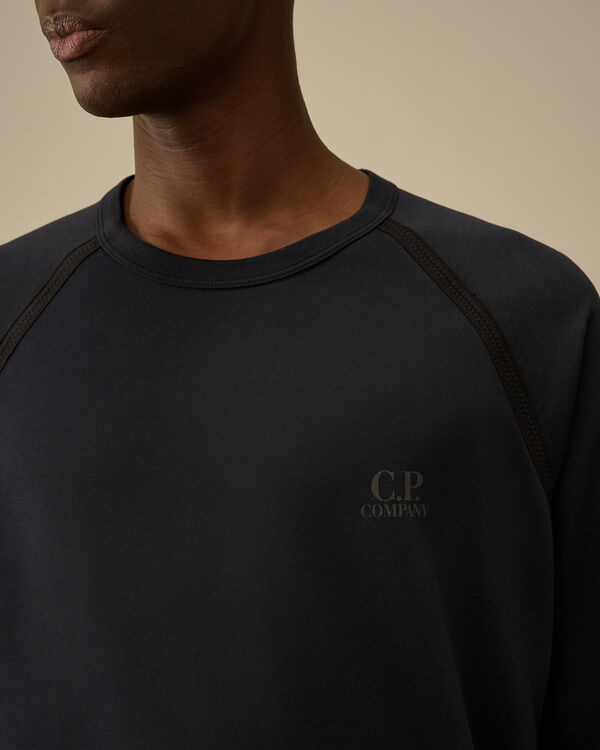 C.p. Company Light Fleece Logo Crewneck Sweatshirt TOTAL ECLIPSE - BLUE