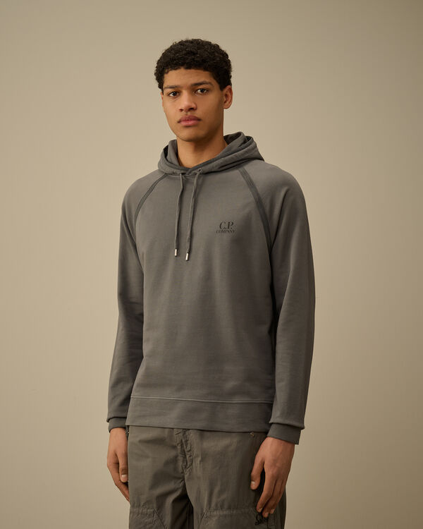C.p. Company Light Fleece Logo Hooded Sweatshirt SMOKED PEARL - GREY