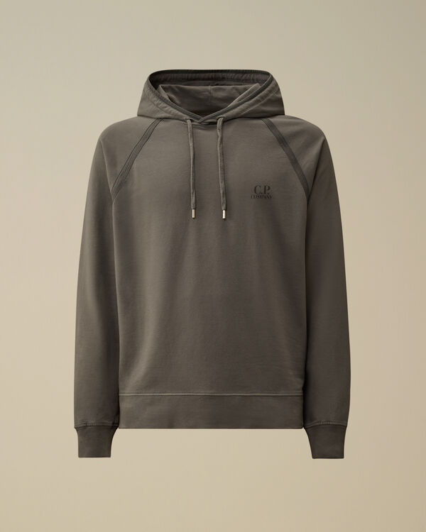 c.p. company Light Fleece Logo Hooded Sweatshirt SMOKED PEARL - GREY