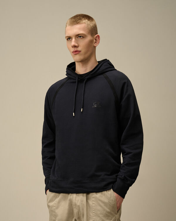 C.p. Company Light Fleece Logo Hooded Sweatshirt TOTAL ECLIPSE - BLUE