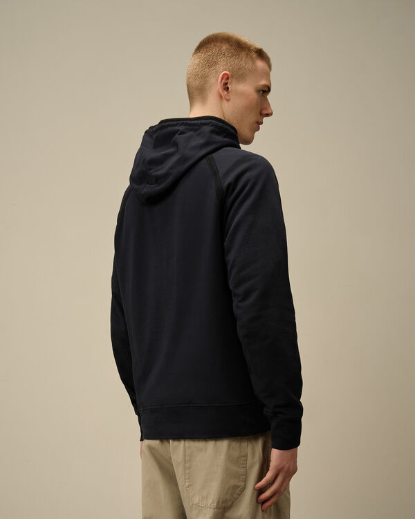 C.p. Company Light Fleece Logo Hooded Sweatshirt TOTAL ECLIPSE - BLUE